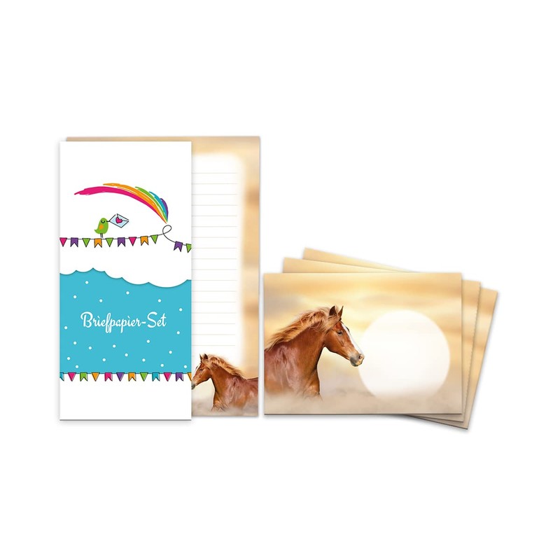 JuNa-Experten A5 Letter Paper Set with Envelopes Children Horse for