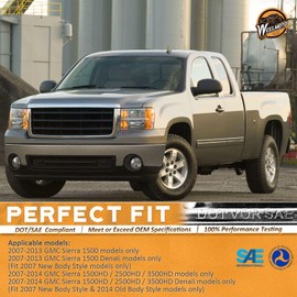 WEELMOTO for 2007-2013 Sierra Headlights for 07-13 GMC Sierra 1500/07-14 Sierra 2500 HD 3500 HD Headlamp Chrome Housing Amber Reflector Left+Right wiring harness included