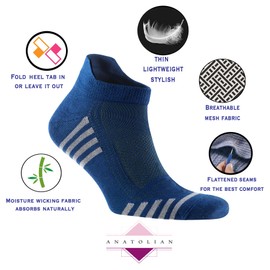 Ankle Socks with back Heel Tab for Men Low Cut Cool Comfort Fit Athletic Performance 6 pair pack (Parliament Blue)
