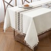 MIULEE Linen Tablecloth 100 x 140 cm Beige Leaves Linen