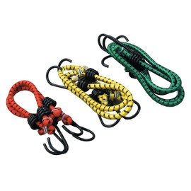 WARESHARK Pack of 3 Elastic Bungee Cords With Hooks, Bungee Ropes Bungee Straps Tent Rope Camping Accessories for Luggage Packing Suitcase Car Roof Rack (100cm)