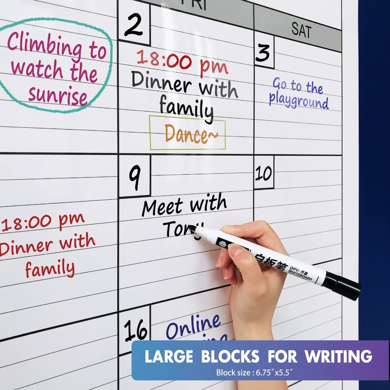 Dry Erase Monthly Extra Large White Board Calendar for Wall,