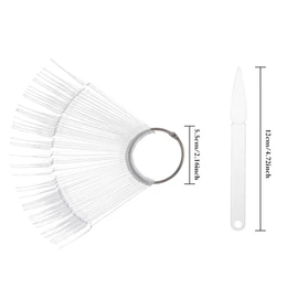 200pcs Clear Stiletto Nail Swatches Sticks Fan-shaped Nail, Gel Nail Polish Display Board Detachable Practice Sticks Wheel with Ring Holder