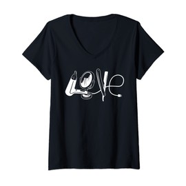 Donna Barbiere Amore Parrucchiere Regalo Per Parrucchieri Amanti Maglietta con Collo a V