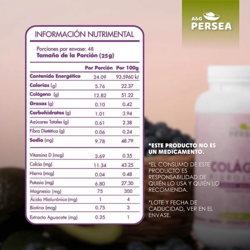 A&g Persea- 2 Colageno Hidrolizado Sabor Arandano 1.2 Kg C/u