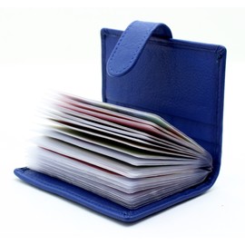 RAS Mens Womens Small Leather 24 Credit Cardholder with Popper Button Fastening 602 (Blue)