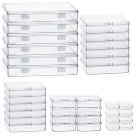 RUITENG 36Pcs Mixed Sizes Plastic Rectangular Small Storage Containers Clear Empty Mini Organizer with Hinged Lid for Small Tiny Items, Beads Boxes for Art Craft Jewelry Projects