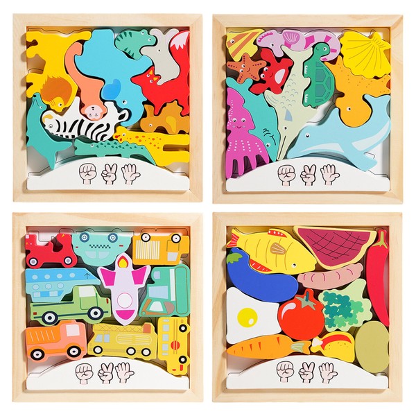 Shinse 2 in 1 Wooden Puzzle, Shaping Puzzle, Balance Game,