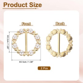 sourcing map 2pcs Silk Scarf Ring Clip, Pearl Leaf Shape T-Shirt Ties Clips Kit Clothes Corner Knotted Button Waist Buckle Wrap Holder for Women Shawl Shirts Clothing, Gold