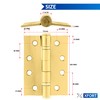 XFORT 4 Inch (100mm) Polished Brass Ball Bearing Hinges, Steel