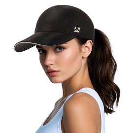 TOP-EX XL/XXL Ponytail Sun Baseball Cap for Women UPF 50 Cooling Running Hat Summer Breathable UV Protection Golf Hats Packable Black M