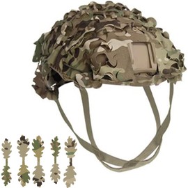 3D Multicam Camouflage Tactical Helmet Cover for Fast PJ MH BJ Base Jump Airsoft Military Combat Helmet Ghillie Scrim MTP Camo (Style A - Semi-Circular 3D Camo)