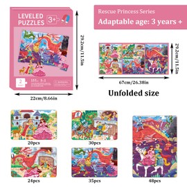 Children's Puzzle Unicorn Mermaid Princess Puzzle from 3 4 5 6 Years 20 Pieces Children Girls Magnetic Puzzle Preschool Educational Toy Children Gifts for Travel Boys and Girls