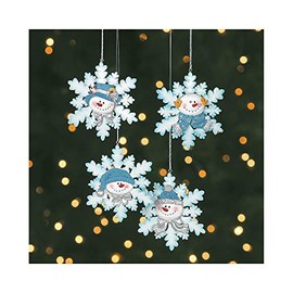 Glitter Snowman and Snowflake Christmas Ornaments (Set of 12)