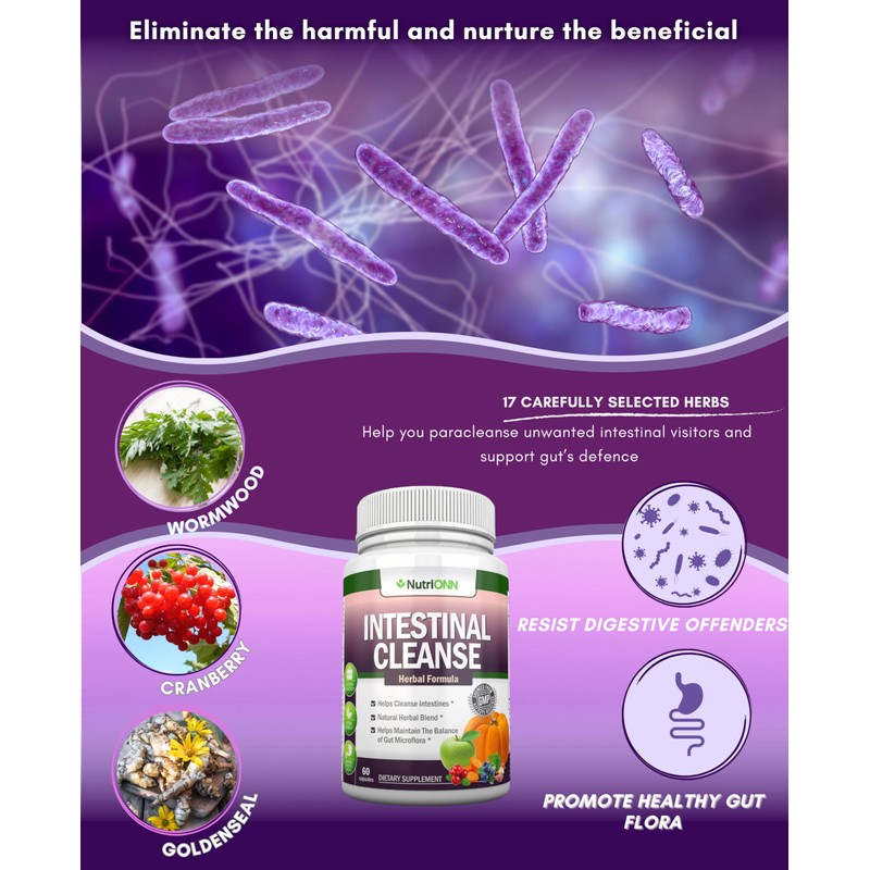 Intestinal Cleanse - All Natural Herbal Detox Formula - Full