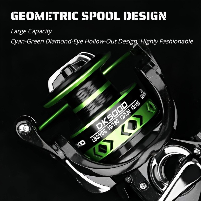 SylvanFlux All-Metal Spinning Fishing Reel – Long Cast Deep Spool,