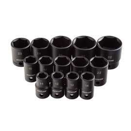 ARCAN TOOLS 1/2" Drive Shallow Impact Socket Set, Metric, 11mm - 32mm, 14 Pieces (AS21214M)