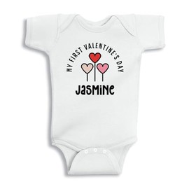 TATY Kids My First Valentine's Day Jasmine Baby Infant One Piece Bodysuit 6 Months White