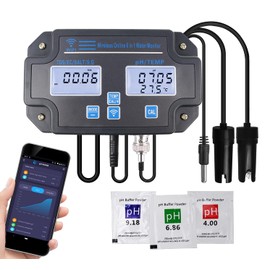 Smart Water Quality Tester 6-in-1 pH/EC/TDS/Salinity/S.G and Temperature Meter with Wi-Fi Continuous Monitor Wall-Mounted pH Water Meter with ATC and Easy Calibration for Aquariums, Hydroponics