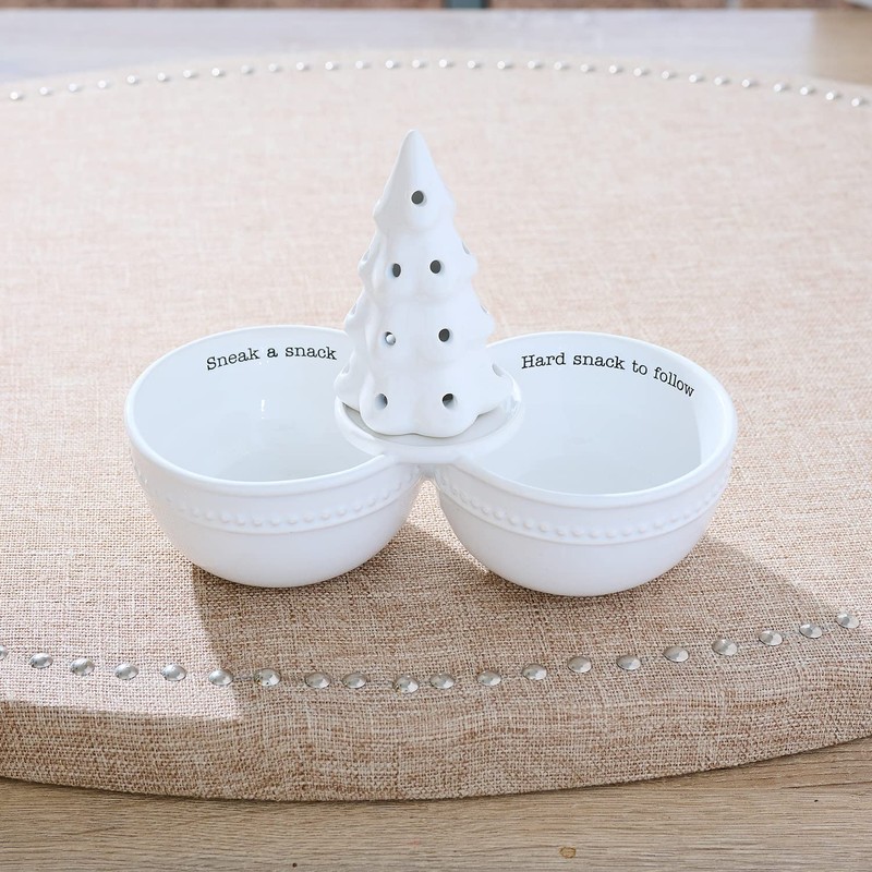 Mud Pie Circa Double Dip Bowl, White, 4 1/2" x