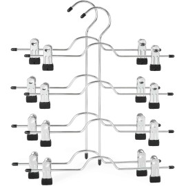 Unbranded 2 Pack 4-Tier Metal Skirt Hangers Pants Shorts Space Saving Hangers with Clips