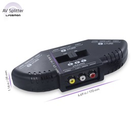 Fosmon AV Selector Switcher, 3 Inputs, 1 Output, 3 Ports, RCA Switch + RCA Composite AV Cable Included (3 Inputs, 1 Output)