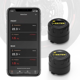 Sistema de monitoreo de presión de neumáticos de motocicleta Leepee, alarma de presión y temperatura de neumáticos, TPMS de motocicleta inalámbrico con 2 sensores externos, compatible con iOS y