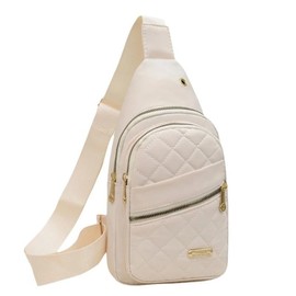 2025 Solid Color Quilted Fanny Pack - Casual Large Capacity Zipper Chest Belt Bum Bag, Adjustable Sling Bag for Daily Use, Lightweight & Waterproof:_white