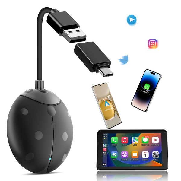 Wireless CarPlay and Android Car 2 in 1 Adapter -