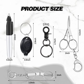 Dunzoom 3 Sets Nurse Accessories for Work Nurse Tools Pen Scissors Set Mini Permanent Marks Folding Safety Scissors LED Flashlight Keychain for Doctor Gifts