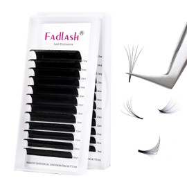 FADLASH Easy Fan Lashes CC Curl 0.07 9-17mm Mixed Length Russian Lashes Natural Look Self Fanning Eye Lashes Automatic Blooming Russian Eyelashes Extensions(0.07-CC-917), 1