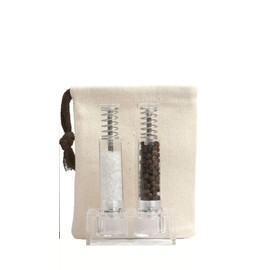 Travel Salt And Pepper Grinder Set, Grind Gourmet Original Pump & Grind Salt and Pepper Push It, Spice Grinder (Clear)