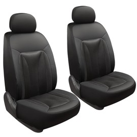 GIANT PANDA Front Car Seat Covers, 3D Air Mesh Bucket Seat Covers for Cars, Trucks, Jeep, Van, SUV, Pickup, Airbag Compatible (Black) 2-Pack