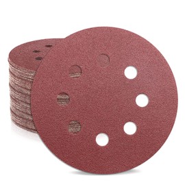 ZEHIQ 5 Inch Sanding Disc 120 Grit, 8 Hole Sandpaper Hook and Loop Aluminum Oxide Round Sanding Pads for Random Orbital Sander, 50 Pieces