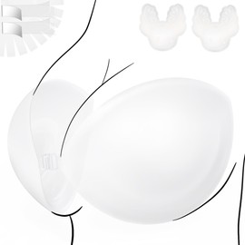 EMOET Double Padded Seamless Bra, Latest Upgraded Silicone Bra Cups, Ultra Boost Inserts Sticky Bras, Truly Invisible Low Back Brassiere for Different Dress Styles Transparent
