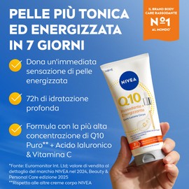 NIVEA Q10 Rassodante + Energizzante Siero-Lozione Corpo 200 ml, Lozione idratante e rassodante corpo con Coenzima Q10 Puro, Acido Ialuronico e Vitamina C per una cura del corpo tonificante