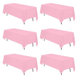 BRILLMAX 6 Pack Pink Tablecloths 70 x 120 Inch for 6ft or 8ft Rectangle Tables - Rectangular Bulk Linen Polyester Fabric Washable Cloth Cover for Wedding Reception Banquet Birthday Party