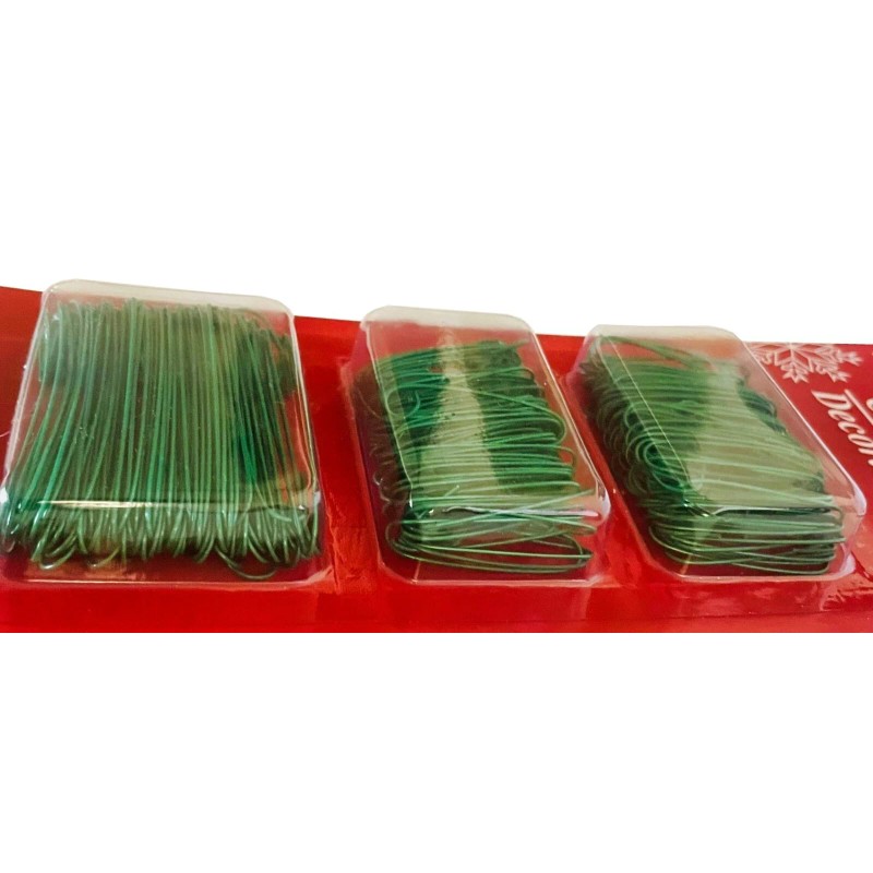 300Pcs Ornament Hooks Green Christmas Tree Hanger 200 Small 100