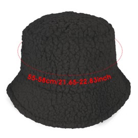 Lusofie Winter Fluffy Bucket Hat Fluffy Warm Fuzzy Furry Bucket Hats Winter Warmer Fisherman Cap Lamb Wool Fishing Caps for Women (Black)
