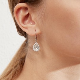 Teardrop Earrings Sterling Silver Diamond Earrings for Women Sterling Silver Dangle Earrings White Gold Earrings Women Diamond Stud Earrings for Women Drop Earrings Cubic Zirconia Earrings Studs