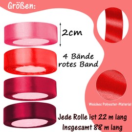luckaide Satin Ribbon, Red, 88 m Gift Ribbon, Red, 20 mm Wide Ribbon, Red, Gift Ribbon, Wedding Fabric, Red Gift Ribbon, Gift Ribbons for Christmas, Christening, Birthday, Decoration, Wedding