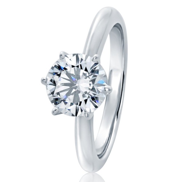 Sterling Silver Ring Round 1.5 carat CZ Stone 6 prong