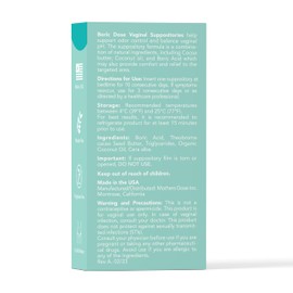 Mothers Dose Boric Acid Suppositories - Maintains and Balances Healthy Vaginal pH, Manages Odor, Hydrates, & Moisturizes. USA Made with Added Cocoa Butter and Coconut Oil