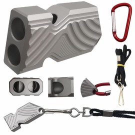 CTRICALVER Whistle, Twill Silver Emergency Whistle, Double Tube Safety Whistle with High Decibel Count, with Keychain and Lanyard for Outdoor Travel, Team Training, Emergency Calls