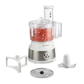 Hamilton Beach Food Processor & Vegetable Chopper for Slicing, Shredding, Mincing, and Puree, 10 Cups + Easy Clean Bowl Scraper, White and Stainless Steel (70733)