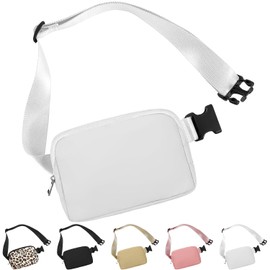 Favuit Mini Belt Bag Fanny Pack for Women, Crossbody Waist Packs Lightweight Fashion Bum Bag with Adjustable Strap for Travel Hiking Festivals Everyday Essentials (White)