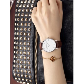 Hannah Martin Women's Watch, Stylish, Classic, Simple, Business Watch, Japanese Quartz, Genuine Leather Band, Watch for Women, Black