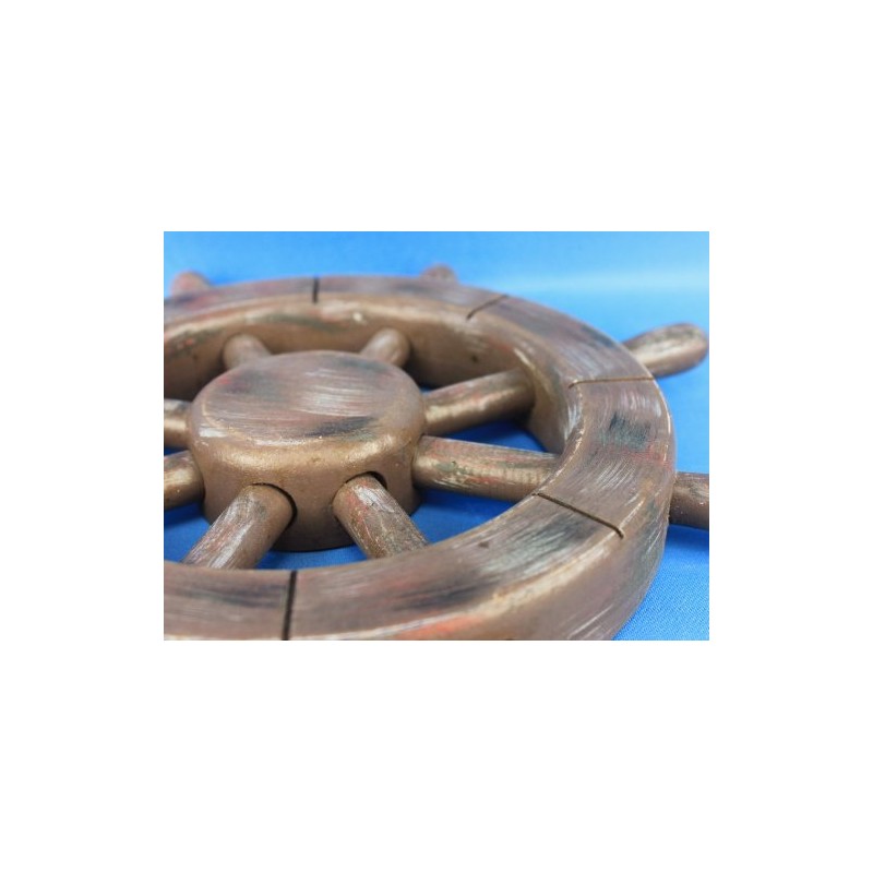 Hampton Nautical Rustic Wood Finish Ship Wheel, 12"