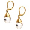 Gempires Natural Clear Quartz 14k Gold Electroplated Dew Drop Leverback