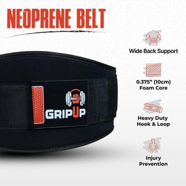 GripUp Powerlifting Belt Auto-Lock 6.5” Padded Back Support Ideal for Men & Women in Gym Fitness Bodybuilding Powerlifting Weightlifting Deadlifts & Squats Professional Exercise Equipment (Black, 2XL)